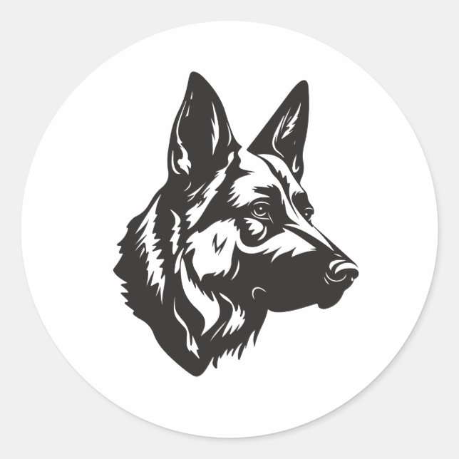 Pegatina Redonda Dogfather Shepherd Face Sticker (Anverso)