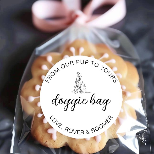 Pegatina Redonda Doggie Dog Treat Mascota Wedding Favor de la ducha (Subido por el creador)