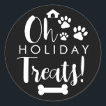 Pegatina Redonda Doggy Christmas Present, pooch, Personalizado Dog<br><div class="desc">diseñado por The Arty Apples Limited</div>
