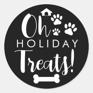 Pegatina Redonda Doggy Christmas Present, pooch, Personalizado Dog 