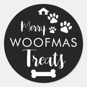Pegatina Redonda Doggy Christmas Present, pooch, Personalizado Dog
