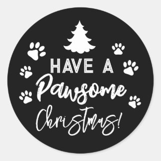 Pegatina Redonda Doggy Christmas Present, pooch, Personalizado Dog 