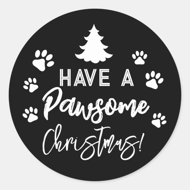 Pegatina Redonda Doggy Christmas Present, pooch, Personalizado Dog  (Anverso)