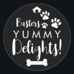 Pegatina Redonda Doggy Christmas Present, pooch, Personalizado Dog<br><div class="desc">diseñado por The Arty Apples Limited</div>