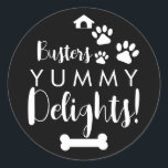 Pegatina Redonda Doggy Christmas Present, pooch, Personalizado Dog<br><div class="desc">diseñado por The Arty Apples Limited</div>