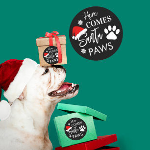 Pegatina Redonda Doggy Christmas Present, pooch, Personalizado Dog