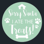 Pegatina Redonda Doggy Christmas Present, pooch, Personalizado Dog<br><div class="desc">diseñado por The Arty Apples Limited</div>