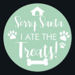 Pegatina Redonda Doggy Christmas Present, pooch, Personalizado Dog<br><div class="desc">diseñado por The Arty Apples Limited</div>