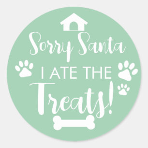 Pegatina Redonda Doggy Christmas Present, pooch, Personalizado Dog