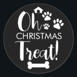 Pegatina Redonda Doggy Christmas Present, pooch, Personalizado Dog<br><div class="desc">diseñado por The Arty Apples Limited</div>