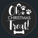 Pegatina Redonda Doggy Christmas Present, pooch, Personalizado Dog<br><div class="desc">diseñado por The Arty Apples Limited</div>