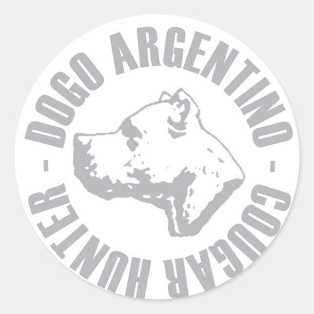 PEGATINA REDONDA DOGO ARGENTINO COUGAR HUNTER (Anverso)