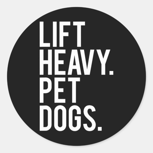 Pegatina Redonda Dogs Mascotas Pesados Lift Divertidos Gym Workout  (Anverso)