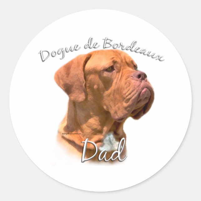 Pegatina Redonda Dogue de Bordeaux Dad 2 (Anverso)