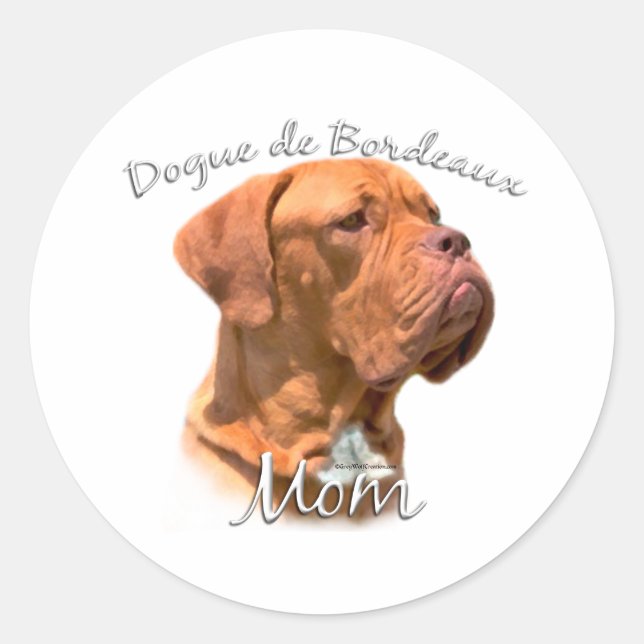 Pegatina Redonda Dogue de Bordeaux Mom 2 (Anverso)