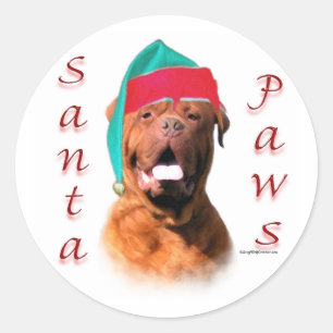 Pegatina Redonda Dogue de Bordeaux Santa Paws