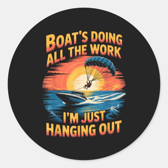 Pegatina Redonda Doing All The Work Parasailer Paragliding Parasail (Anverso)