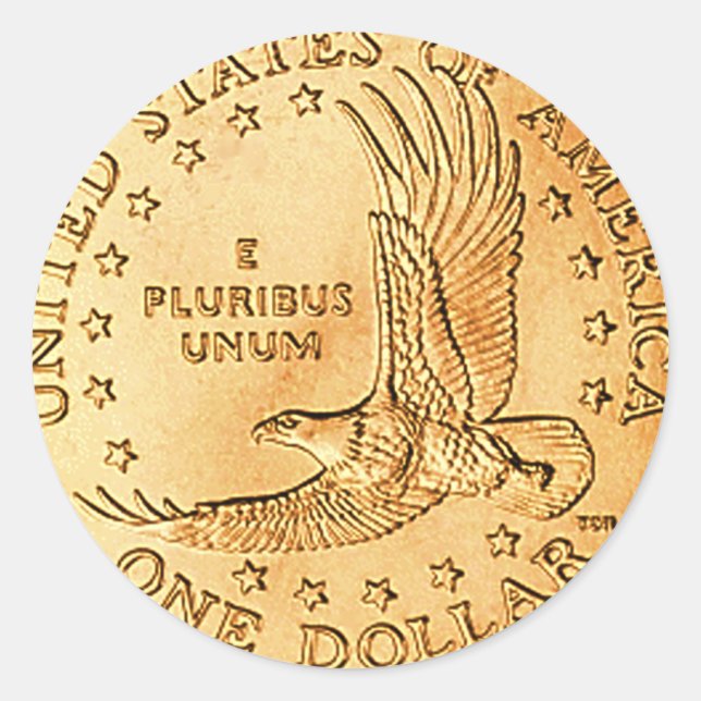 Pegatina Redonda Dólar Coin USA (Anverso)