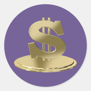 Pegatina Redonda Dólar dorado