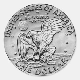 Pegatina Redonda Dólar plateado EE.UU.