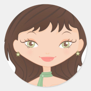 Pegatina Redonda Doll rosa