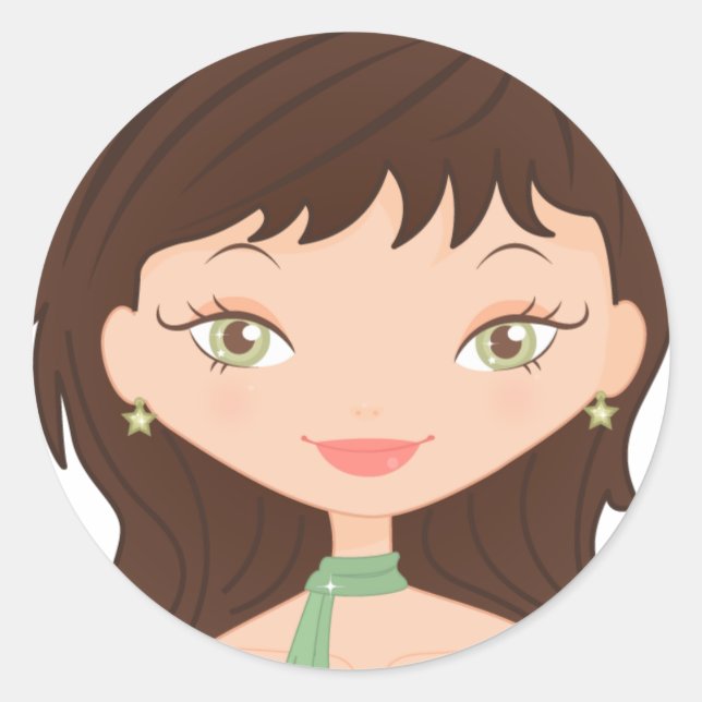 Pegatina Redonda Doll rosa (Anverso)