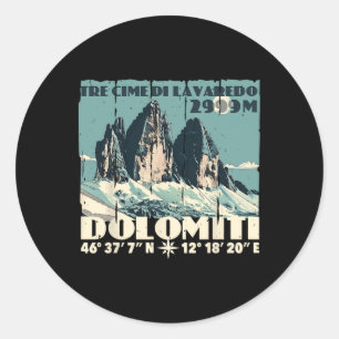 Pegatina Redonda Dolomitas Italia Tre Cime Di Lavaredo Drei Zinnen