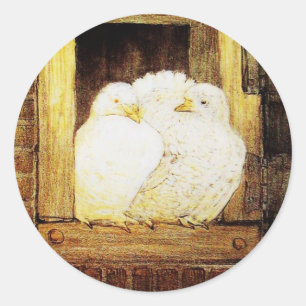 Pegatina Redonda DOLOR BLANCO EN LA VENTANA amarillo marrón