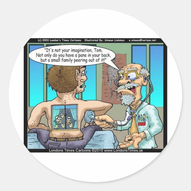 Pegatina Redonda Dolor de espalda Real Tees Funny Tees Mugs & Gifts (Anverso)