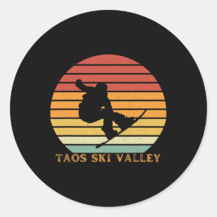 Pegatina Redonda Dolor en el Valle del Esquí de Taos Snowboard Nuev