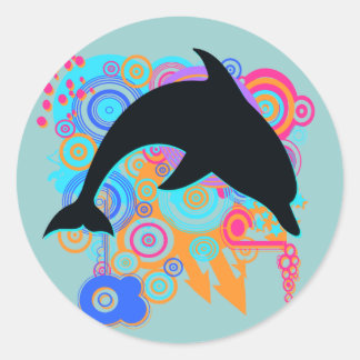 Pegatina Redonda Dolphin Art