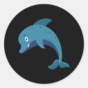 Pegatina Redonda Dolphin Dolphins Sea Animals Diseño Ideas de Regal