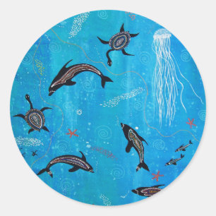 Pegatina Redonda Dolphin Dreaming
