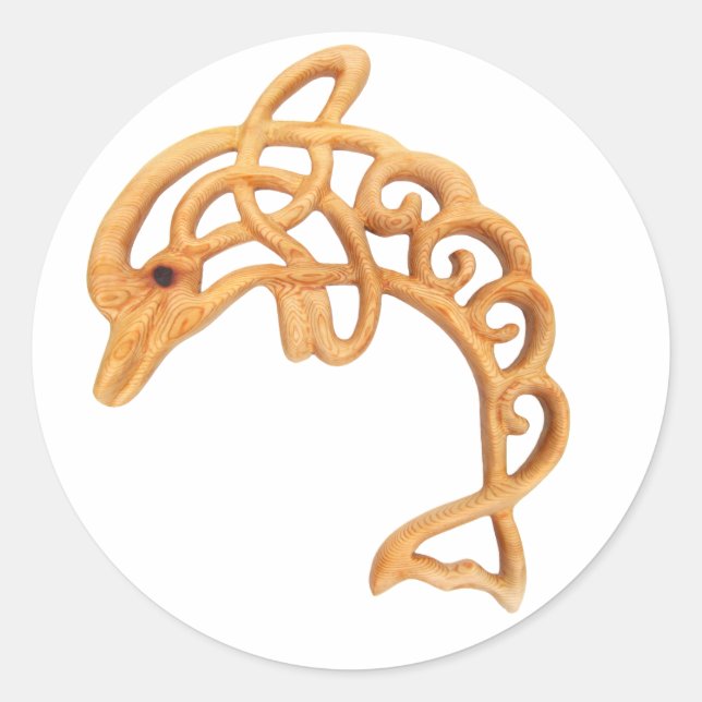 Pegatina Redonda Dolphin Leaping Celtic Knot (Anverso)