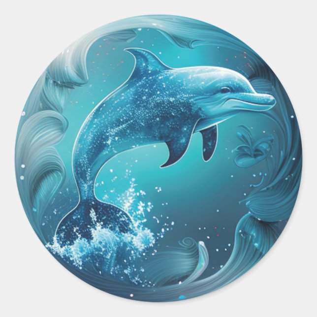 Pegatina Redonda Dolphin Lover  (Anverso)