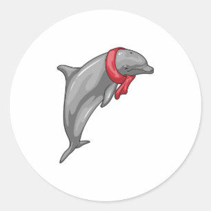 Pegatina Redonda Dolphin Scarf