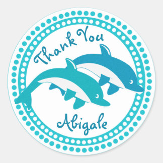 Pegatina Redonda Dolphin Sea Life Gracias