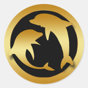 PEGATINA REDONDA DOLPHINS DE BAILE DE ORO