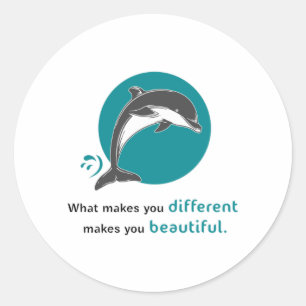Pegatina Redonda Dolphins Dolphin Ocean Sea Fish Animal Gift Idea