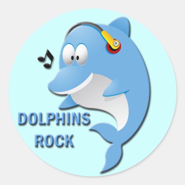 PEGATINA REDONDA DOLPHINS ROCK (Anverso)