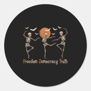 Pegatina Redonda Dom Democracy Truth Skeleton bailando Halloween