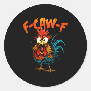 Pegatina Redonda Domador de gallos divertido cuervo F Caw F