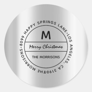 Pegatina Redonda Domicilio de Navidades de matrimonio RSVP Monogram