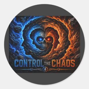 Pegatina Redonda Domina el Caos Controla la Espiral Camiseta – 3D