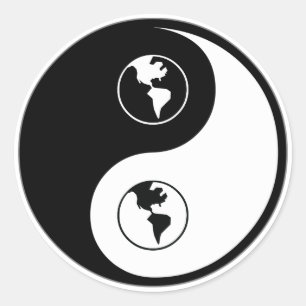Pegatina Redonda Dominación mundial de Yin Yang