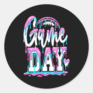 Pegatina Redonda Domingo Día de Juego Fútbol Americano Funday Afici