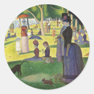 Pegatina Redonda Domingo en La Grande Jatte por Georges Seurat
