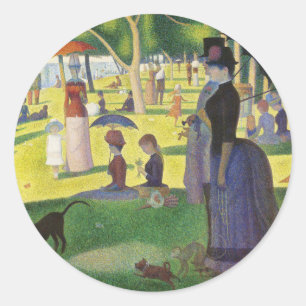 Pegatina Redonda Domingo en La Grande Jatte por Georges Seurat