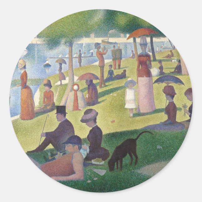 Pegatina Redonda Domingo en la pintura de La Grande Jatte Seurat (Anverso)