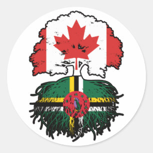 Pegatina Redonda Dominica Dominicana Canadá Canadá Árbol Roots band